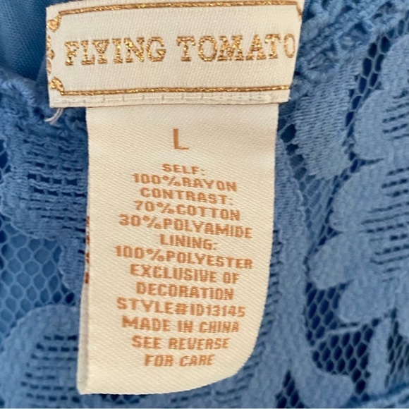 Flying Tomato Blue Sleeveless Floral Eyelet Scoop Neck Maxi Dress Size L - Picture 9 of 10
